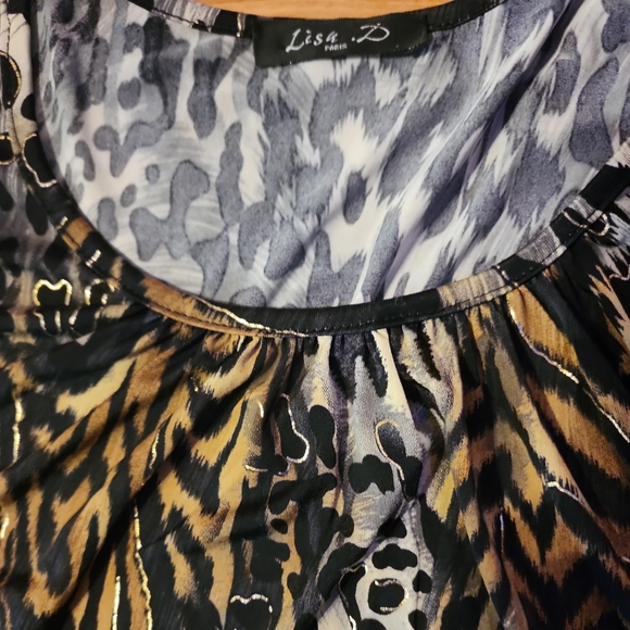 Lisa Paris multi color animal print cold shoulder with bead straps - Picture 2 of 5